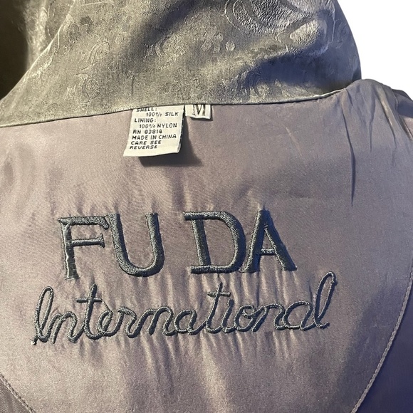 Fuda International 100% Silk silver grayish Print‎ Zip Up Jacket M - Picture 5 of 5